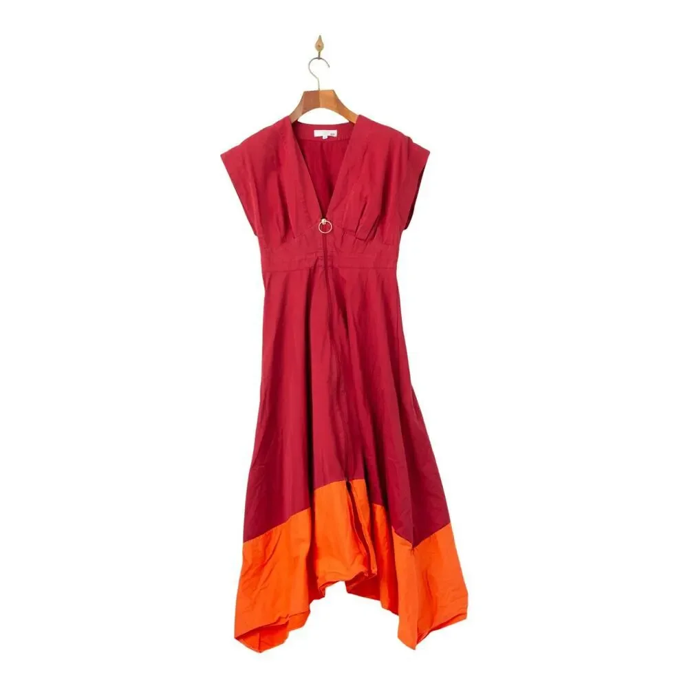 Roksanda Collective Two-Tone Midi Dress in Red and Orange - Picture 4 of 7